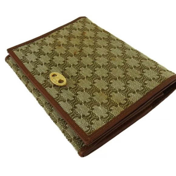 Celine Bi -fold Wallet Macadam Beige Canvas x Leather Authentic USED - Picture 2 of 10